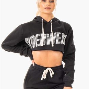 RYDERWEAR Block Cropped Oversized Hoodie - BLACK M